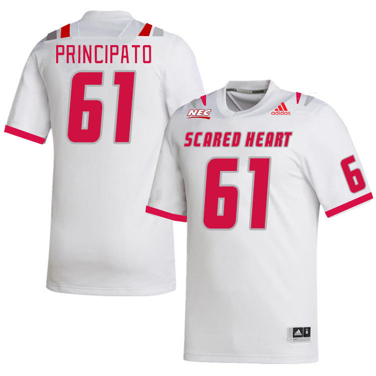 Men-Youth #61 Gianni Principato Scared Heart Pioneers 2023 College Football Jerseys Stitched-White